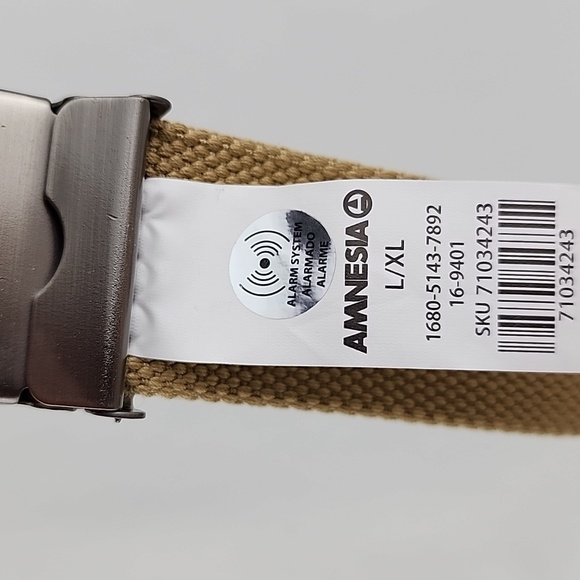 Amnesia  Tan Web Belt Metal Buckle Size L/XL - Picture 6 of 7